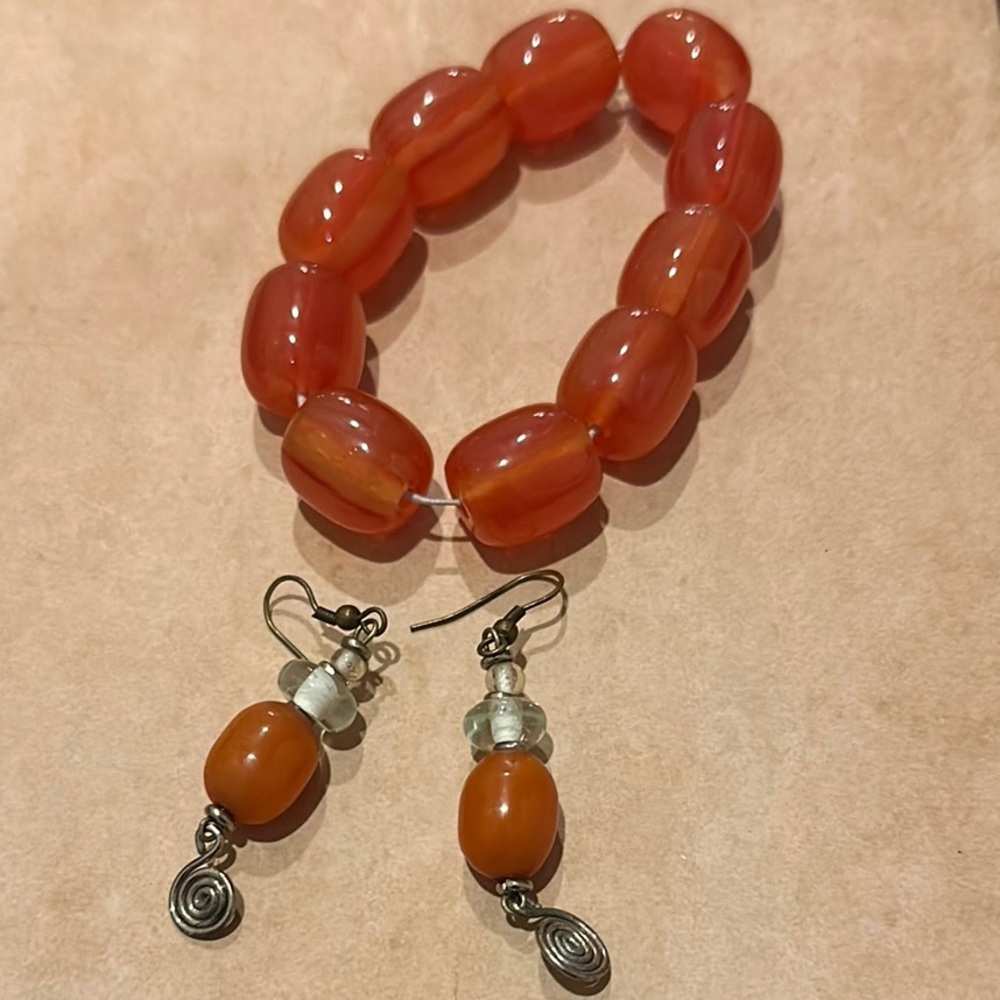 Handcrafted Beaded Bracelet and Earrings Set